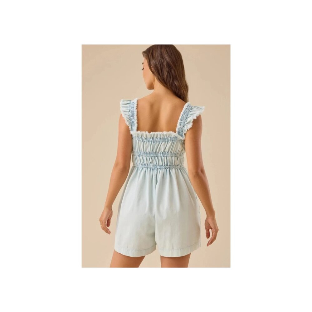 Altar'd State Ashley Denim Romper Light Blue NWT Sz L Boho Festival - Picture 4 of 5
